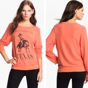 Wildfox Texas Rodeo Cowboy Baggy Beach Jumper in Coral Red Orange Size Small